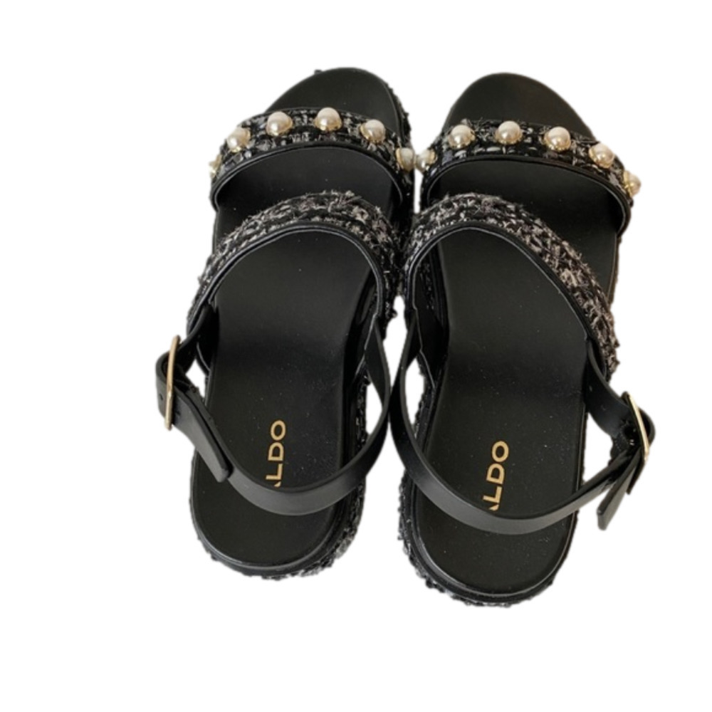 ⭐️2 x HOST PICK⭐️ Aldo Tweed Platform Sandals with Pearl Embellishments - Picture 2 of 7